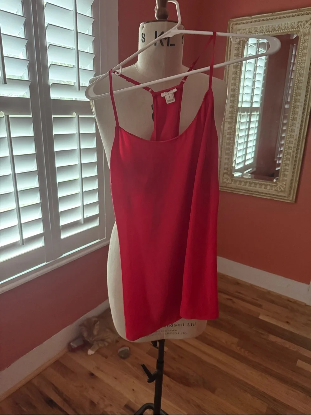 J. Crew Red Satin Spaghetti-Strap Cami